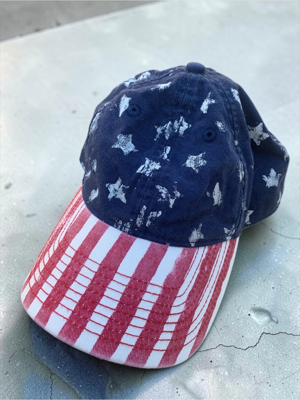 Lucky Brand Distressed USA Flag Stars & Stripes Baseball Cap Hat American